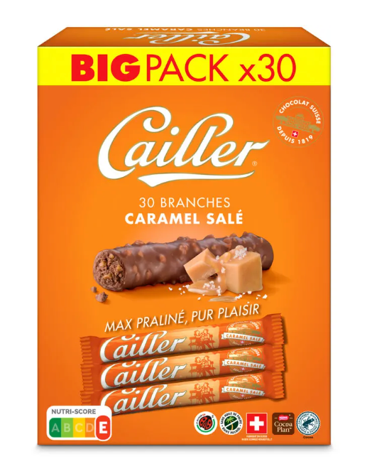 Cailler chocolade praline tak x30 Big Pack (Puur, klassiek of karamel)