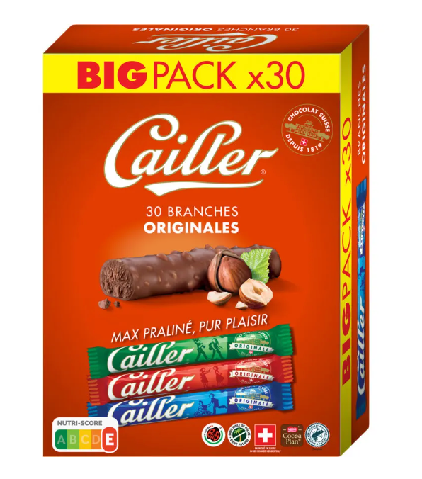 Cailler chocolade praline tak x30 Big Pack (Puur, klassiek of karamel)