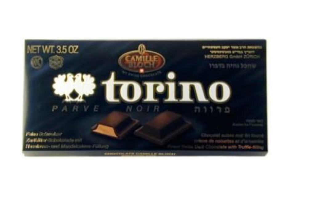 Torino Noir, Chocolat Suisse Fin avec Crème de Noisettes et d'Amandes, Kasher, Végétalien, 100g