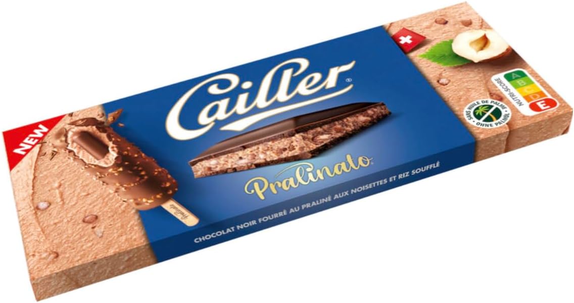 Cailler Pralinato - Chocolat Noir avec Praliné aux Noisettes et Riz Soufflé, 96g