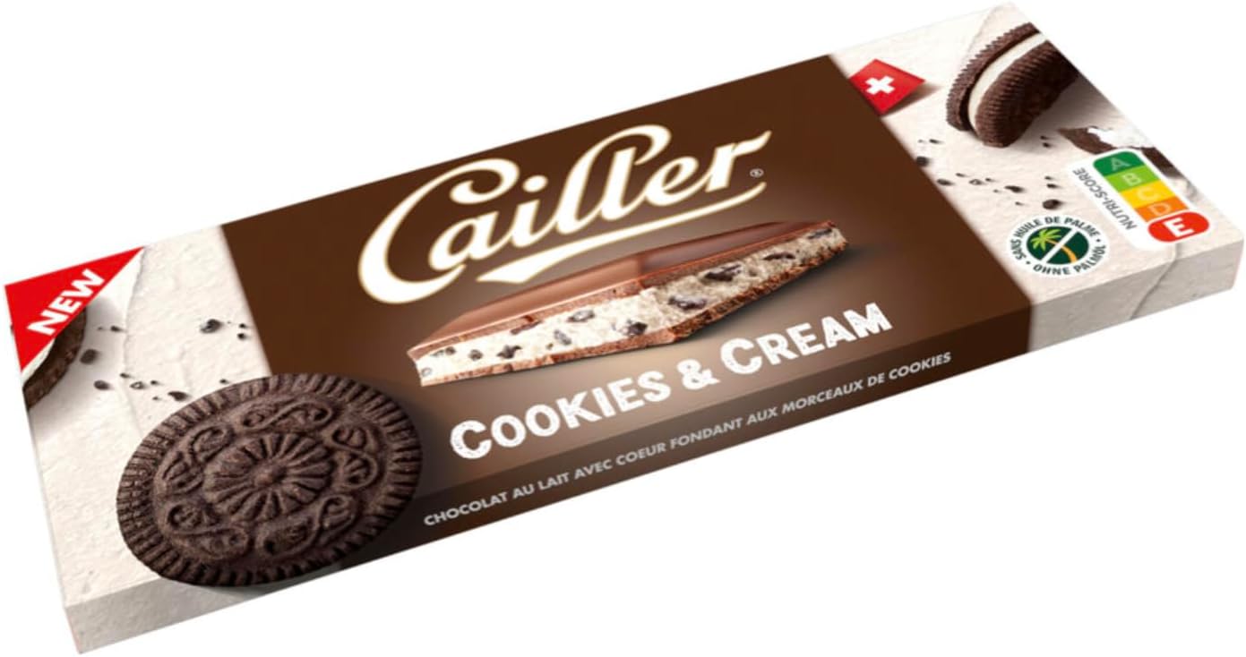 Chocolat au lait Suisse Cailler Cookies & Cream 96g