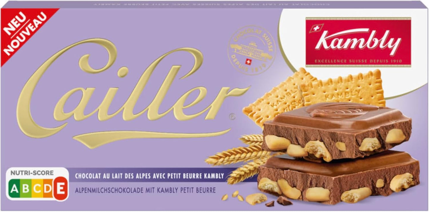 Cailler x Kambly Alpine Milk Chocolate, Small Crispy Butter, 180g, Swiss Made