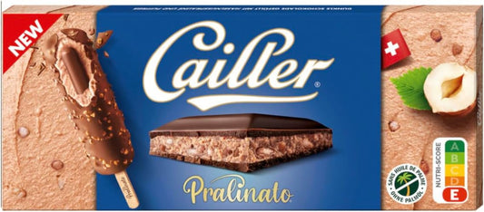 Cailler Pralinato - Chocolat Noir avec Praliné aux Noisettes et Riz Soufflé, 96g