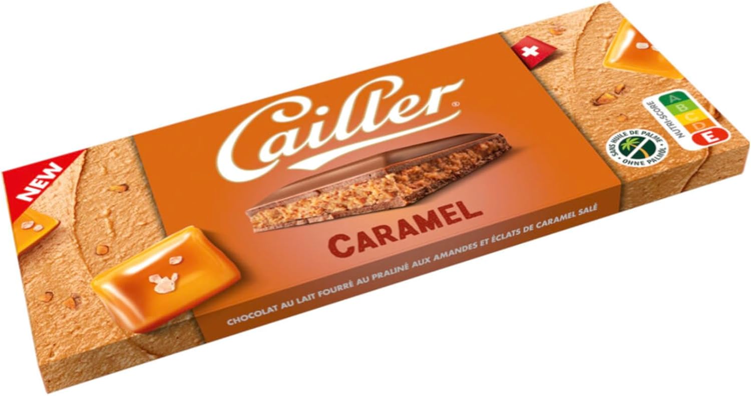 Cailler Milk Chocolate Filled with Praline, Fines and Salted Caramel Shards 96g