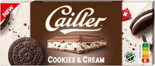 Chocolat au lait Suisse Cailler Cookies & Cream 96g