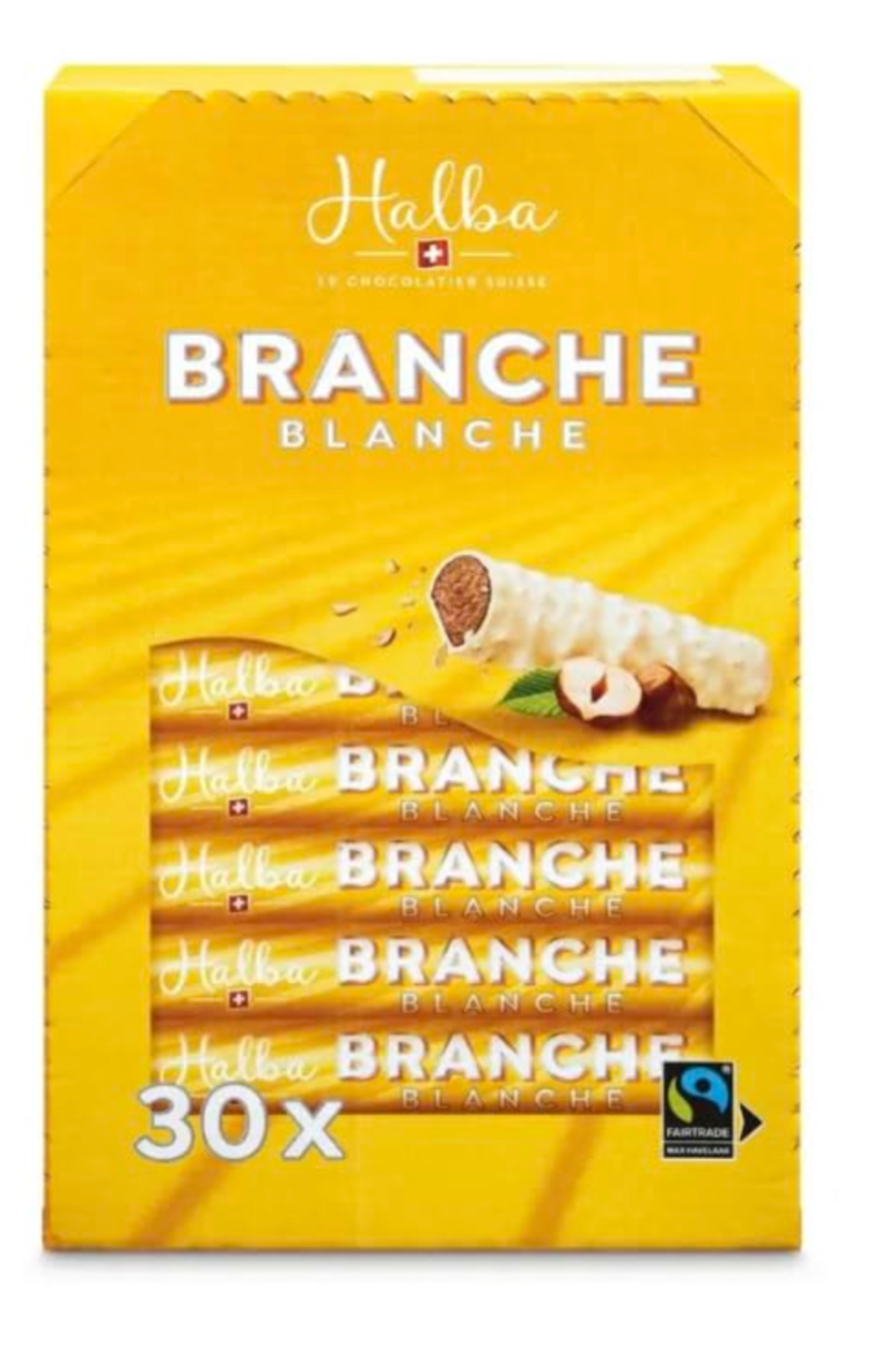 Halba Branches 30x23g - FAIRTRADE gecertificeerde Zwitserse chocolade (wit of puur)