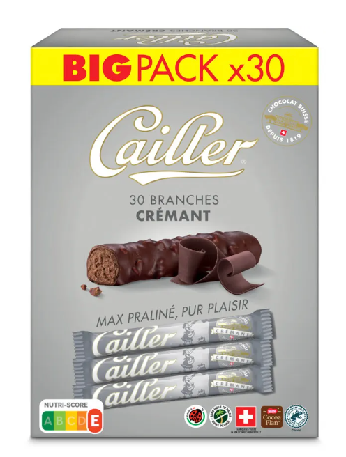 Cailler chocolade praline tak x30 Big Pack (Puur, klassiek of karamel)