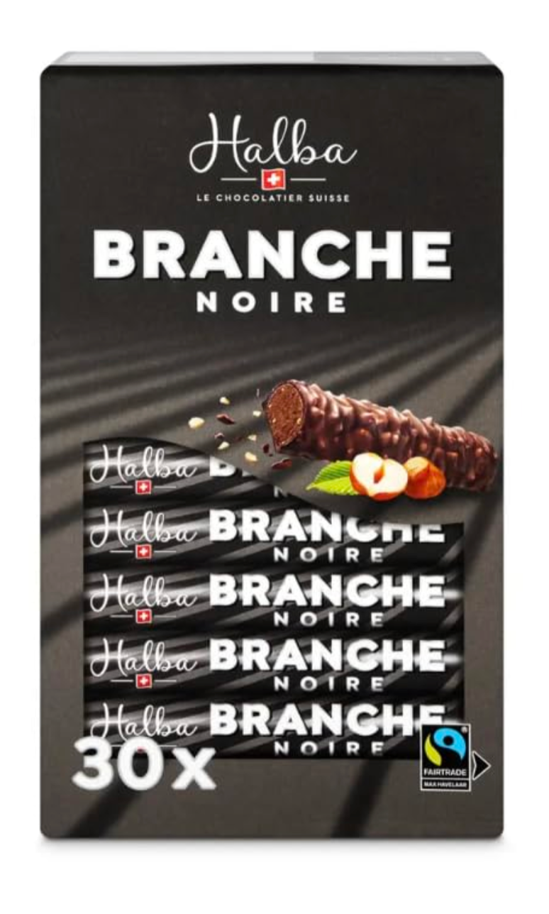 Halba Branches 30x23g - FAIRTRADE gecertificeerde Zwitserse chocolade (wit of puur)